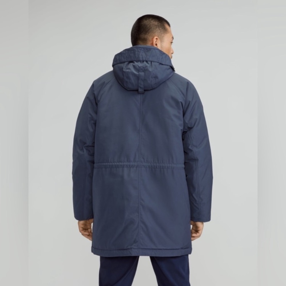 Everlane Men's reNew Parka Navy Hooded Puffer Coat almost new size S - Picture 3 of 6